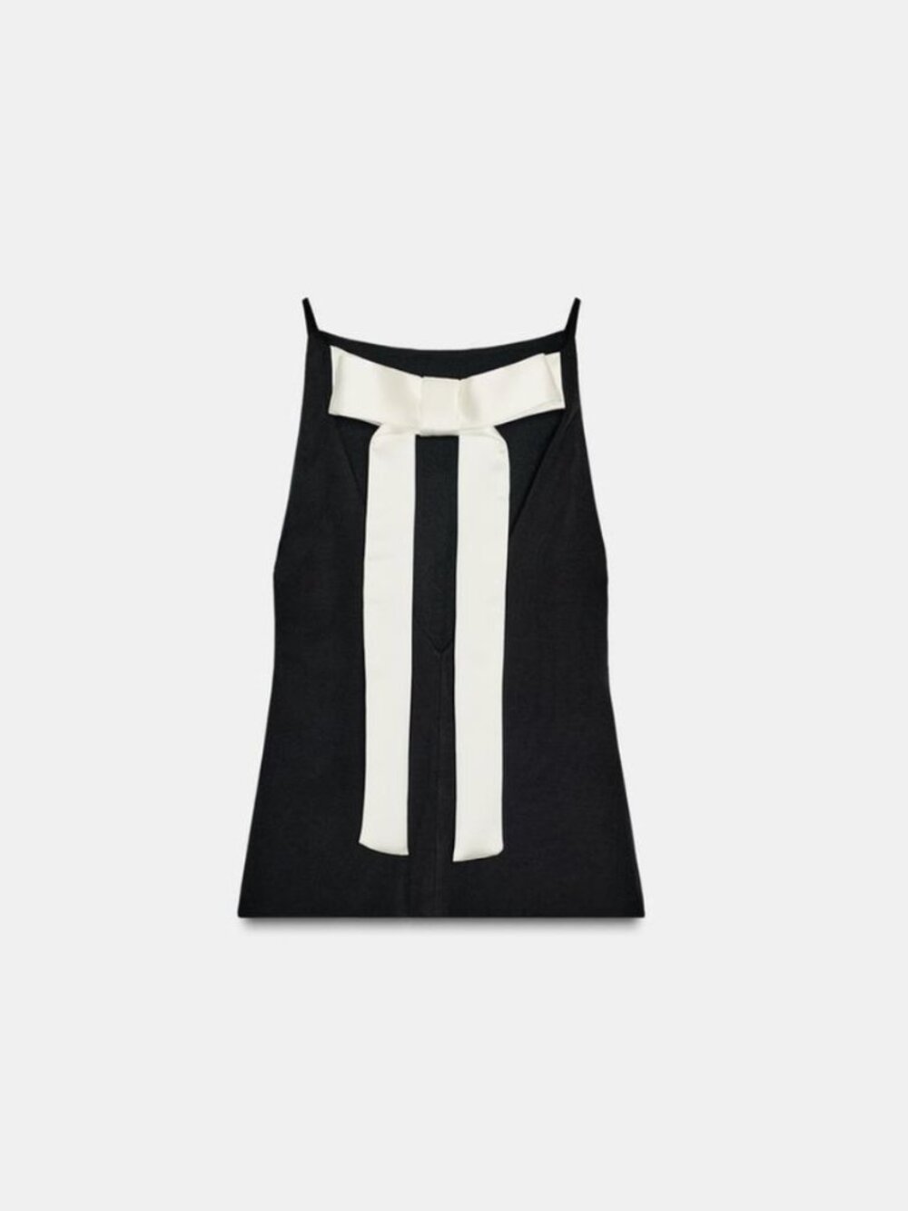 ZARA Black Bow Back Top NWT XS Boat Neck Sleeveless Side Zip